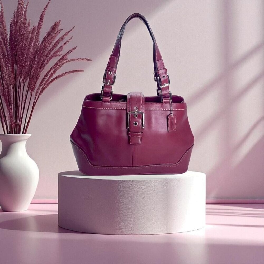 COACH Hamptons Satchel in burgundy/berry red Y2K